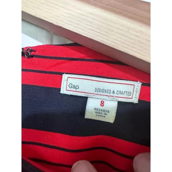 Gap Women's Red & Blue Striped Long Sleeve A-Line Dress Size 8 - Picture 3 of 5